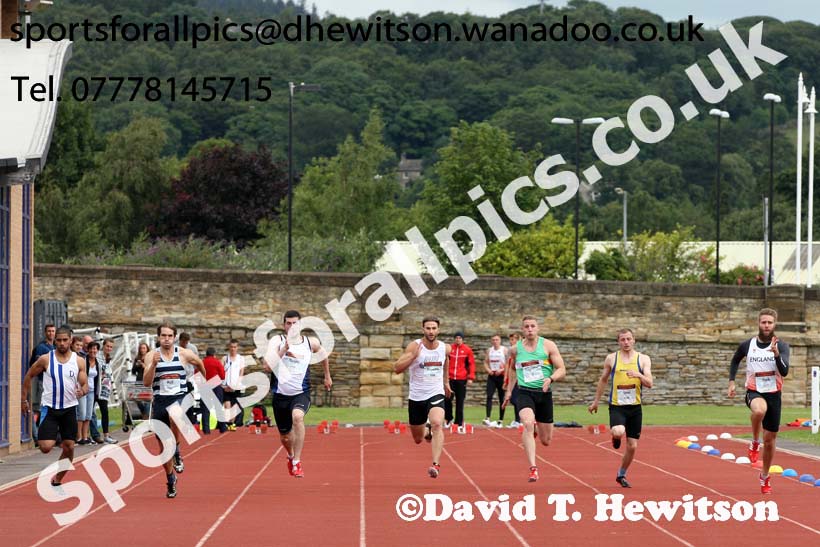 Senior mens 100 metres, EAP International Combined Events, Hexham Northumberland. Photo: David T. Hewitson/Sports for All Pics